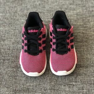 Pink and black toddler adidas